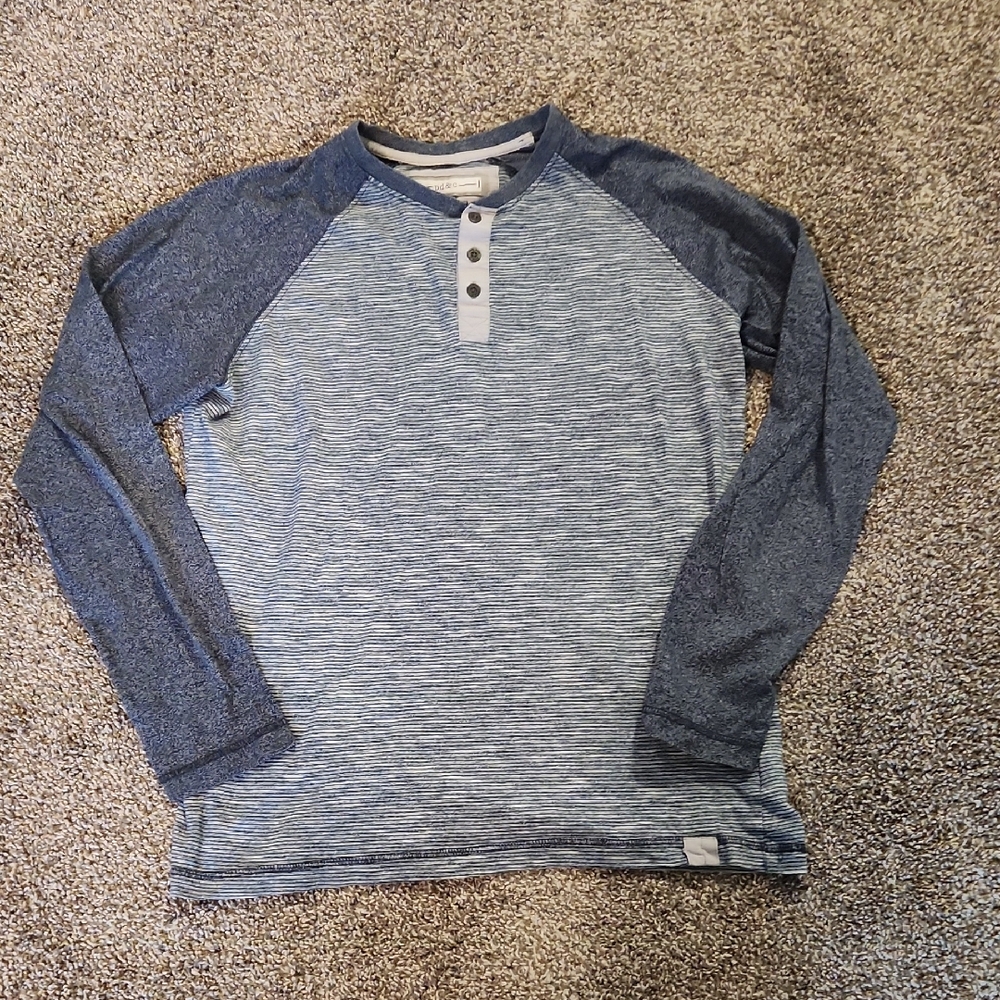 PD&C Striped Blue Henley Shirt